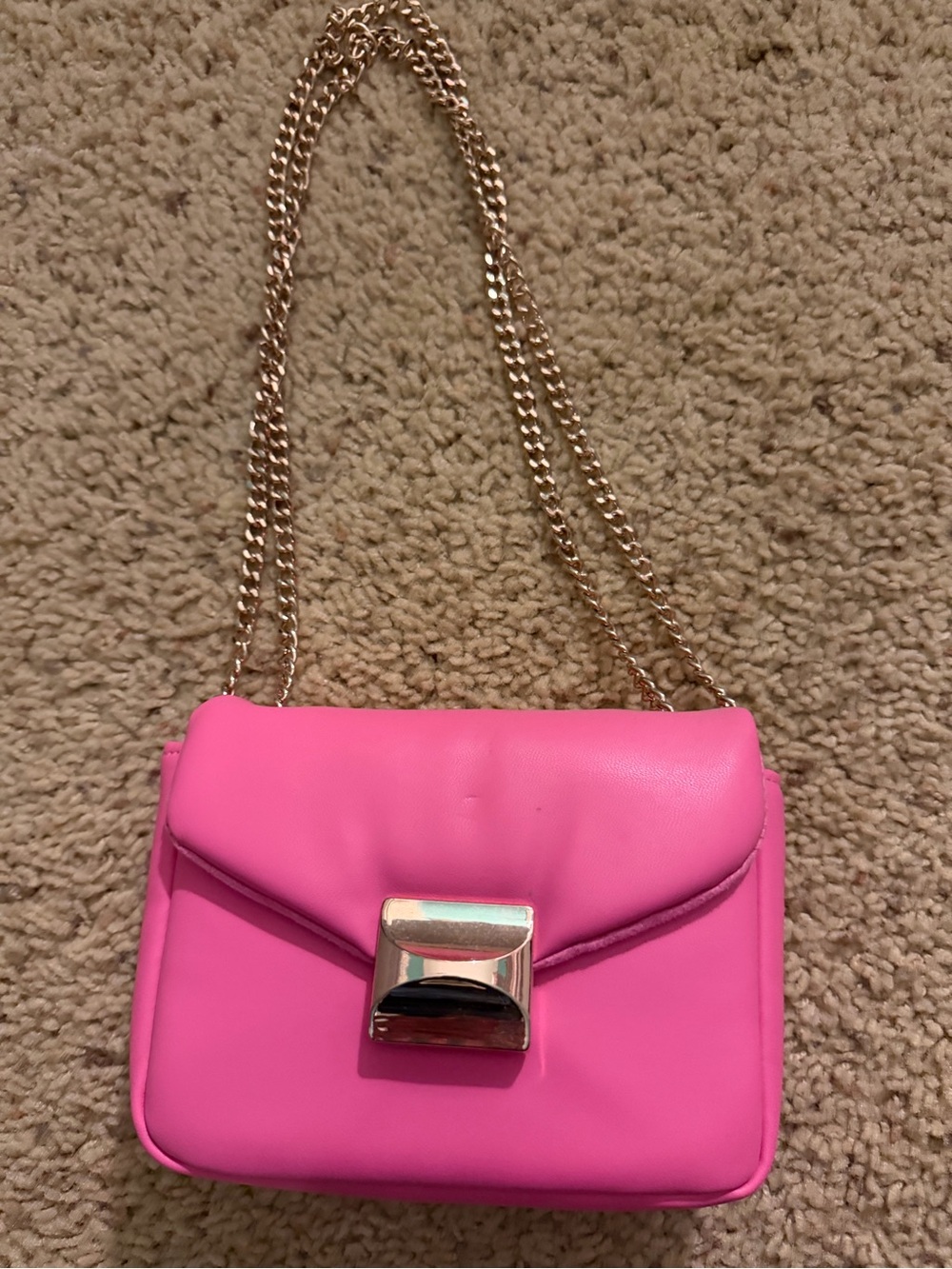 H&M Hot Pink Crossbody Bag with Gold Chain